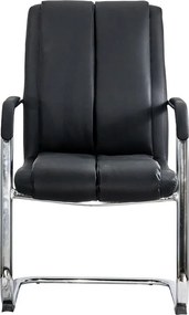 Scaun vizitator negru OFF 8117 din piele ecologică și cadru cromat tip sanie