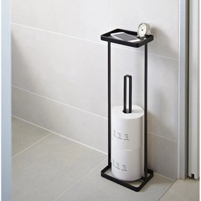 Suport cu etajeră pentru hârtie igienică YAMAZAKI Tower, negru