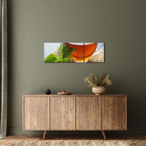 Tablou cu ceașca cu ceai (cu ceas) (90x30 cm)