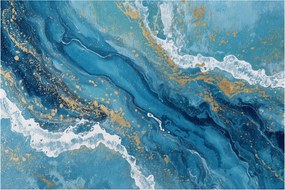 Tablou - Marmură bleu cu aur II. (90x60 cm)