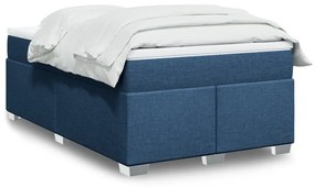 vidaXL Pat box spring cu saltea, albastru, 120x200 cm, textil