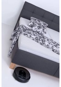 Pat tapițat MARIA, 180x200 cm, cu saltea și spațiu de depozitare, gri