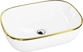 Lavoar pe blat Rune Alvar dreptunghiular 46 cm alb-auriu lucios