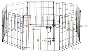 Tarc tip plasa pentru animale PawHut, 8 bucati 61x61cm, negru | AOSOM RO