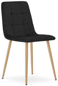 Scaun Bucatarie/Dining Jacob Negru Catifea Picioare Metalice Finisaj Lemn