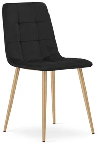 Scaun Bucatarie/Dining Jacob Negru Catifea Picioare Metalice Finisaj Lemn
