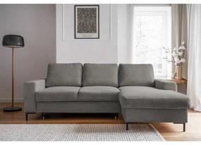 Colțar gri extensibil cu tapițerie din catifea reiată (cu colț pe partea dreaptă) Lofty Lilly – Miuform