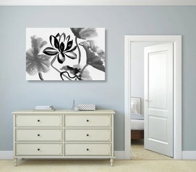 Tablou floare de lotus în design alb-negru