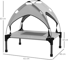 PawHut Pat pentru câini și pisici pe picioare, pat pentru câini ridicat, velum anti-UV din oxford, geantă de transport inclusă 61 x 46 x 63 cm gri | Aosom Romania
