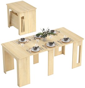 HOMCOM Masă de dining, masă pliantă, masă extensibilă pentru bucătărie, masă pentru sufragerie, PAL, 60-180 x 85 x 75 cm, natural | Aosom Romania