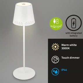 Brilo - Lampă de birou LED reîncărcabilă cu control tactil KIKI LED/2,6W/5V IP44 2600 mAh albă