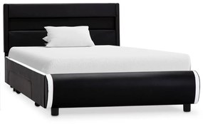 284973 vidaXL Cadru de pat cu LED, negru, 100 x 200 cm, piele ecologică