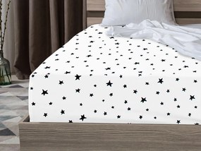 Cearsaf de pat din bumbac cu elastic Culoare alb, WHITE STAR 90 x 200 cm