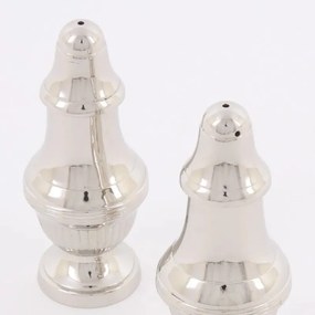 Set solniță și piperniță din alamă lucrată manual, argintiu, finisaj nichelat, 10 x 4 cm, „Gourmet”