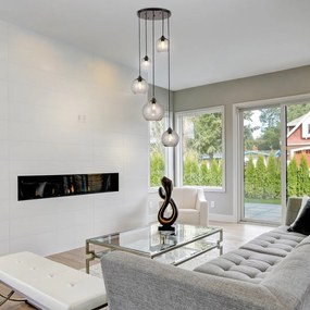 Lustra cu 5 pendule din sticla fumurie Tanesha 6440 RX