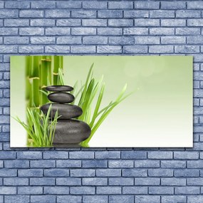 Tablou pe panza canvas Bamboo Ierburile Floral Verde Negru