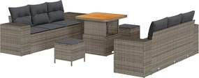 vidaXL Set de canapele pentru grădină 9 pcs Gri Rattan poli