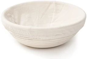 HOME ELEMENTS Coș rotund cu inserție din țesătură,25 x 8,5 cm