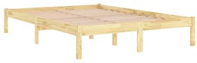 Cadru de pat UK King, 150x200 cm, lemn masiv de pin Maro, 150 x 200 cm