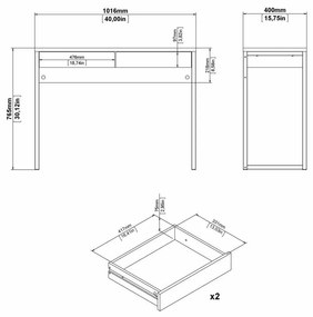 Tvilum Birou cu 2 sertare in decor de nuc, EFREM PLUS