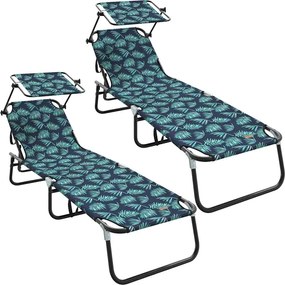 vidaXL Șezlong pliabil 2 pcs Multicolour 190 x 57 x 81 cm oxford