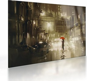 Tablou pe sticlă - Femeie într-o noapte ploioasă (70x50 cm)