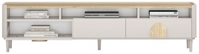 Comodă TV Amilio 200 cm cu sertare - cashmere / stejar uleiat / mânere stejar deschis