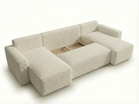 Canapea extensibila in forma de U SMART BOUCLE, verde inchis, 303x143 cm