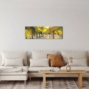 Tablou - Femeie între palmieri (cu ceas) (90x30 cm)
