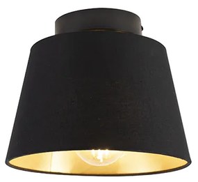 Plafoniera cu abajur din bumbac negru cu auriu 20 cm - Combi Black