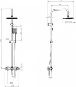 Coloana de dus cu mixer termostatic Joko forma patrata NBJ051T