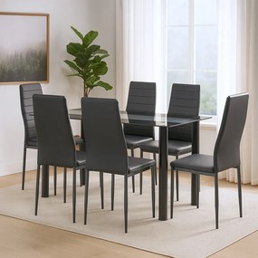 Norman 6+1 set de luat masa negru