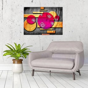 Tablou pe sticlă abstract cu simboluri istorice (70x50 cm)