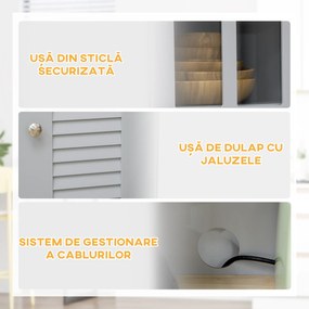 HOMCOM Bufet pentru bucatarie, Mobilier din lemn, dulap de bucatarie in stil clasic, Gri, 68x39.5x170cm | Aosom Romania