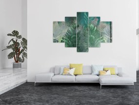 Tablou - Textura de beton cu frunze (150x105 cm)