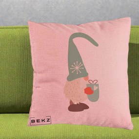 Perna Decorativa Gnom Nordic cu Cana Calda Menta, 40x40 cm, Roz, Husa Detasabila, Perna Inclusa, BEKZ®