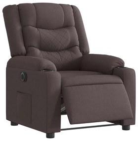 vidaXL Fotoliu rabatabil electric, maro închis, material textil