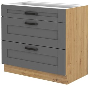 Dulap inferior de bucătărie Lucid 80 D 3S BB (Stejar artisan + dustgrey). 1045581