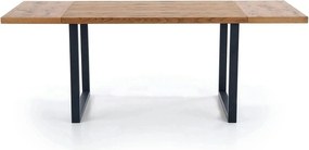 Masa extensibila HORUS, stejar/negru, furnir/otel, 126/206x80x76 cm