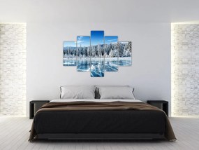 Tablou cu lacul înghețat și copacii înzăpeziți (150x105 cm)
