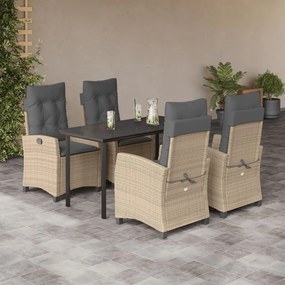 Set mobilier pentru gradina, 5 piese, cu perne, bej, poliratan