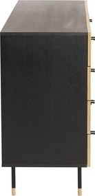 Comodă neagră/în culoare naturală joasă cu aspect de lemn de stejar 130x87 cm Jugend – Woodman