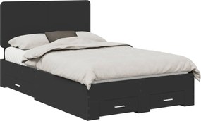 vidaXL Cadru de pat cu headboard Negru 135 x 190 cm Lemn compozit