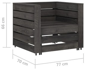 Set mobilier de gradina paleti, 2 piese, gri, lemn pin tratat 1, Gri, Fotoliu + masa