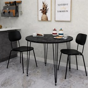 Masa bucatarie rotund texturata,negru marmurat, Homs 70x70x75 cm, A0048