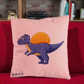 Perna Decorativa Spinozaur Kawaii, 40x40 cm, Roz, Husa Detasabila, Perna Inclusa, BEKZ®
