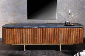 Comoda TV design retro Gatsby 160cm Mango/ marmura neagra