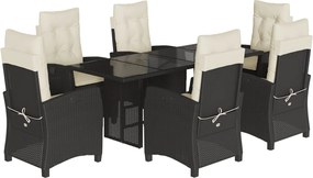 vidaXL Set mobilier de grădină cu perne, 7 piese, negru, poliratan