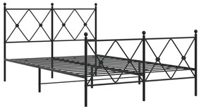 376517 vidaXL Cadru pat metalic cu tăblie de cap/picioare, negru, 120x190 cm