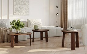 Măsuță lemn masiv nuc rotundă Monte finisaj Ø71×34 cm